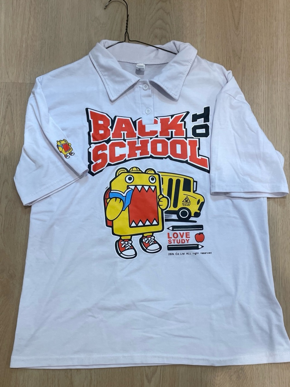 Back to School White Kids Polo Shirt with Graphic